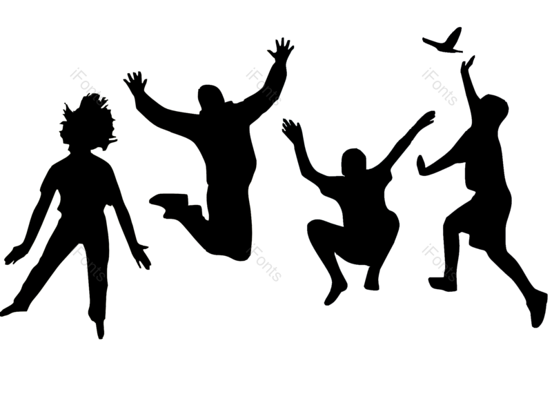 欢乐图片,黑色元素,跳舞PNG,剪影免抠素材